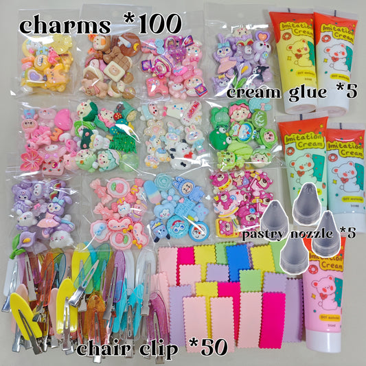 DIY cream glue hairpin material pack--open in live